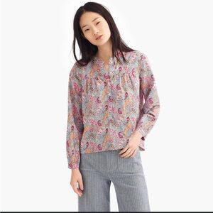 J. Crew Liberty London Arts Fabrics Paisley Pullover Tunic Partial Button XS
